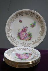 Vintage Wintertons 7 Pieces China Crinoline Pinkle Cake Plates 