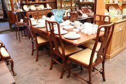 Set Of 8 Antique Queen Ann Oak Dining Chairs.#
