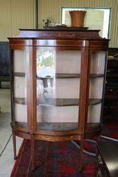 Antique Inlaid Serpentine Front Display Cabinet . #