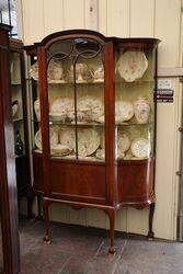 Antique Edwardian Walnut Display Cabinet . #
