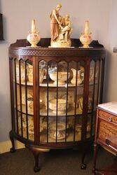 Early C20th Bow Fronted Single Door Display Cabinet. #