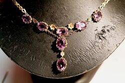 Stunning Victorian Gold & Amethyst Necklace. #