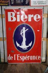 Biere De L'Esperance Pub Enamel Advertising Sign #