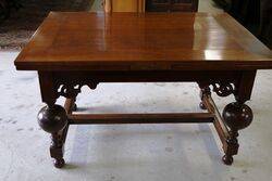 Antique C19th Dutch Drawer Leaf Refectory Table 