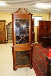 C20th Fully Astragal Glazed Geo Style Corner Cabinet 