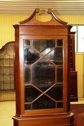 C20th Fully Astragal Glazed Geo Style Corner Cabinet 