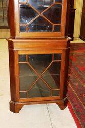 C20th Fully Astragal Glazed Geo Style Corner Cabinet 