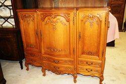 C20th French Oak Bow Front Three Door Sideboard. #