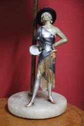 Art Deco Cold Painted Spelter Figure Lamp C1930