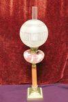 French Oil Lamp Single Burner Hand Painted Satin Glass 