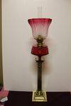 Victorian Banquet Oil Lamp Ruby Original Shade + Font 