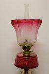 Victorian Banquet Oil Lamp Ruby Original Shade + Font 