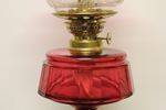 Victorian Banquet Oil Lamp Ruby Original Shade + Font 