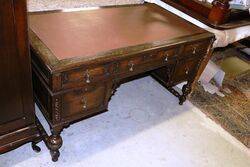 1920's Oak 5 Drawer Writing Desk. #