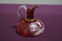 Antique Ruby Glass Mary Gregory Flat Base Small Jug #
