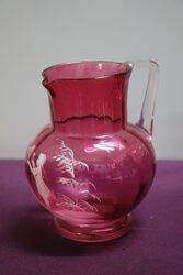 Antique Ruby Glass Mary Gregory Jug #