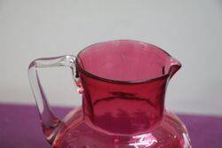 Antique Ruby Glass Mary Gregory Jug 