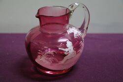 Antique Ruby Glass Mary Gregory Jug 