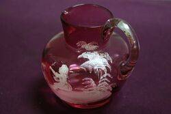 Antique Ruby Glass Mary Gregory Jug 