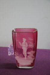 Antique Ruby Glass Mary Gregory Rare Shape Vase 