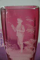 Antique Ruby Glass Mary Gregory Rare Shape Vase 