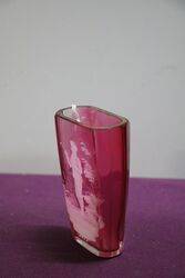 Antique Ruby Glass Mary Gregory Rare Shape Vase 