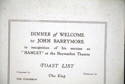 1925 The OP Club Signed Dinner Menu John Barrymore  