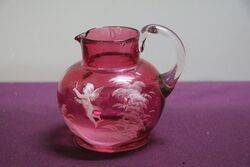 Antique Ruby Glass Mary Gregory Small Jug #