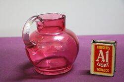 Antique Ruby Glass Mary Gregory Small Jug 