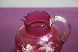 Antique Ruby Glass Mary Gregory Small Jug 