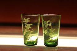 Pair Of Victorian Tumblers green Glass  