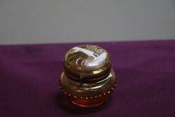 Antique Amber Glass Mary Gregory Miniature Pill Box  #