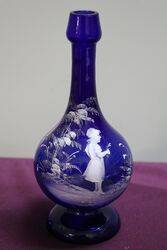 Antique Bristol Blue Mary Gregory Bottle Vase  #