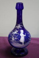 Antique Bristol Blue Mary Gregory Bottle Vase  