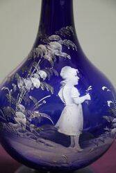 Antique Bristol Blue Mary Gregory Bottle Vase  