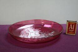 Antique Ruby Glass + White Enamel Bowl 