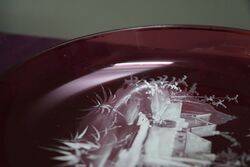 Antique Ruby Glass + White Enamel Bowl 