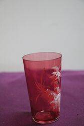 Antique Ruby Glass Mary Gregory Tumbler  