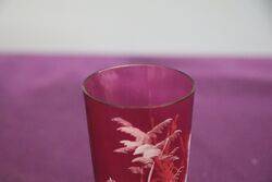 Antique Ruby Glass Mary Gregory Tumbler  