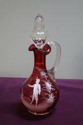 Antique Ruby Glass Mary Gregory Wine Jug  #