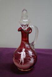 Antique Ruby Glass Mary Gregory Wine Jug  #