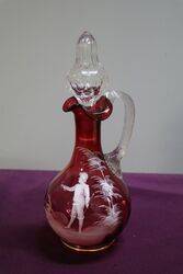 Antique Ruby Glass Mary Gregory Wine Jug  