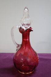 Antique Ruby Glass Mary Gregory Wine Jug  