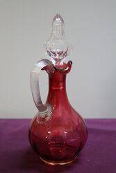 Antique Ruby Glass Mary Gregory Wine Jug  