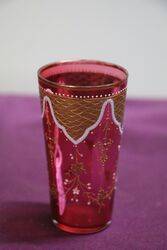 Antique Ruby Glass Pair Of Moser Tumblers  