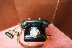 1930and39s Art Deco Pyramid Black Bakelite Telephone 