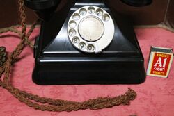 1930and39s Art Deco Pyramid Black Bakelite Telephone 