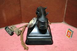 1930and39s Art Deco Pyramid Black Bakelite Telephone 