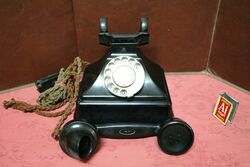 1930and39s Art Deco Pyramid Black Bakelite Telephone 