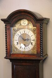 1930and39s Oak Brass Arch Dial Westminster Chime Grand Mother Clock 